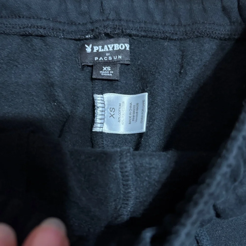Playboy By PacSun Script Sweatpants Womens SZ XS Black W/White Embroidery